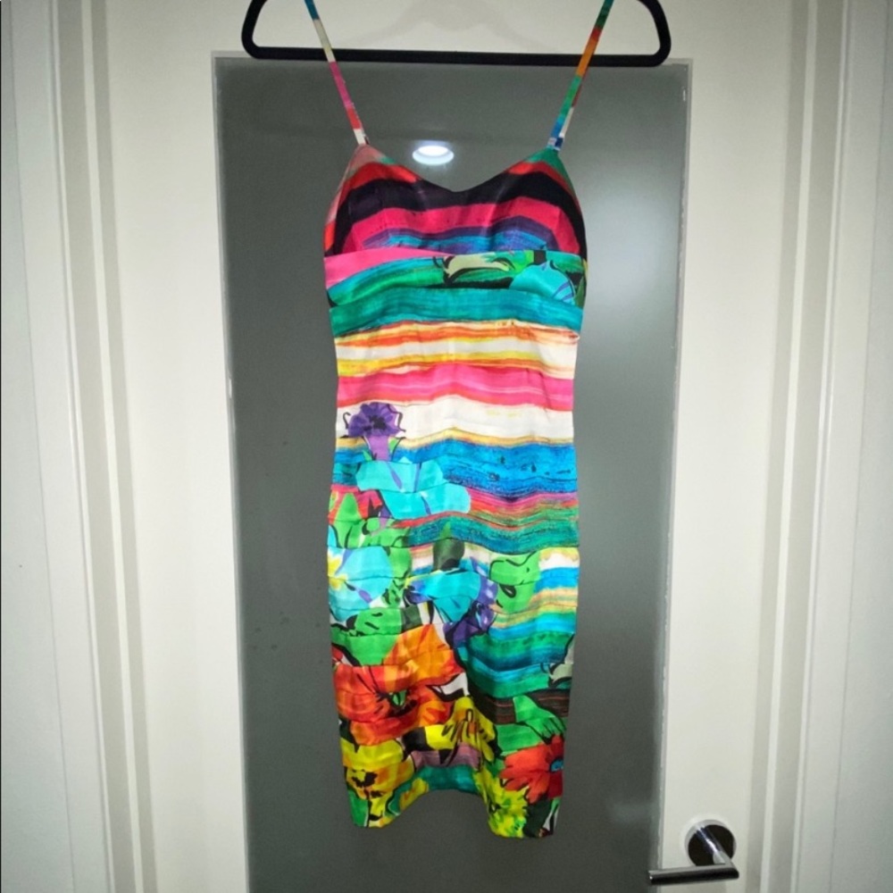 Mascara Paris 100% silk watercolor mini dress